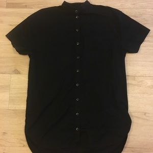 WON HUNDRED poplin mandarin collar button up